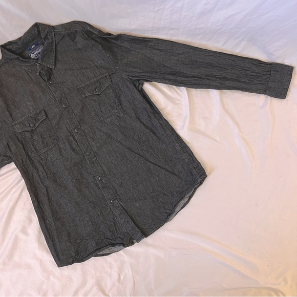 American Rag Men’s Snap Button Shirt - Large Nearly Black Charcoal - Picture 9 of 9
